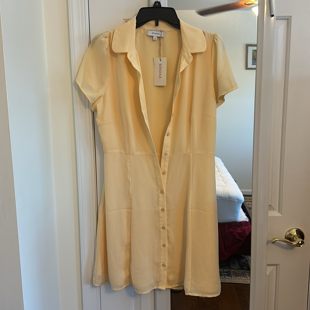 “The Yellow Button Down Shirt Mini Dress” - Picture 5 of 10